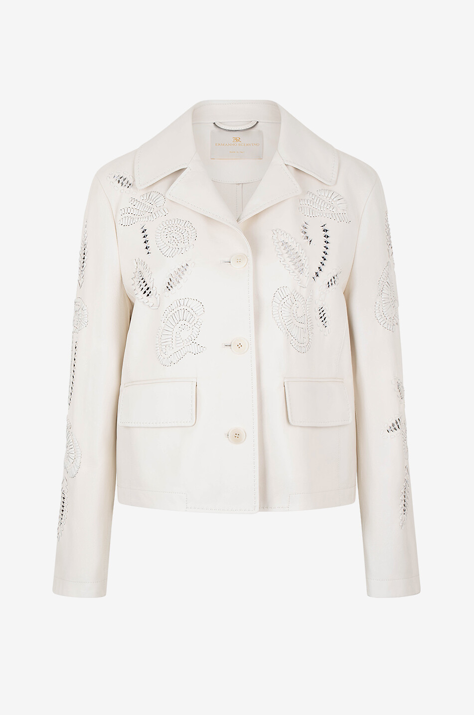 ERMANNO SCERVINO Embroidered nappa leather suit jacket Women WHITE 1