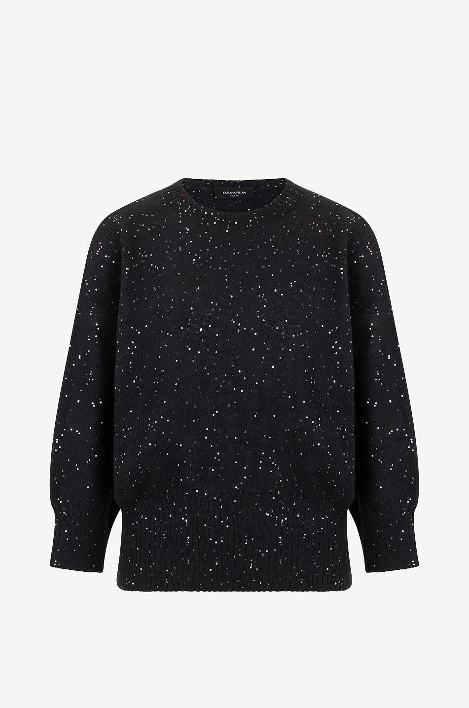 FABIANA FILIPPI Sequin-adorned mohair three-quarter sleeve jumper Women BLACK 1