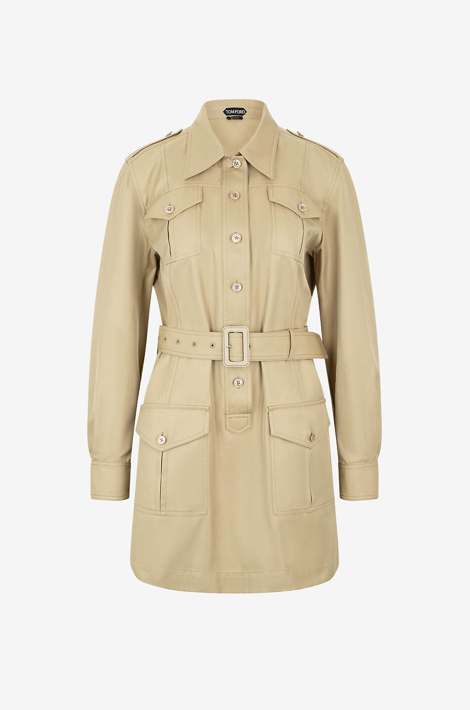 Mini robe saharienne en sergé de coton et soie