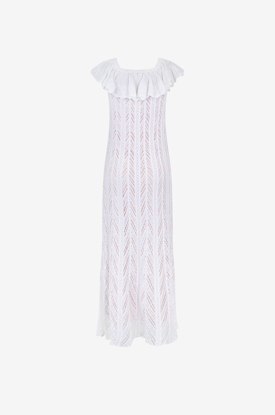 Robe longue en maille ajourée sans manches Capri