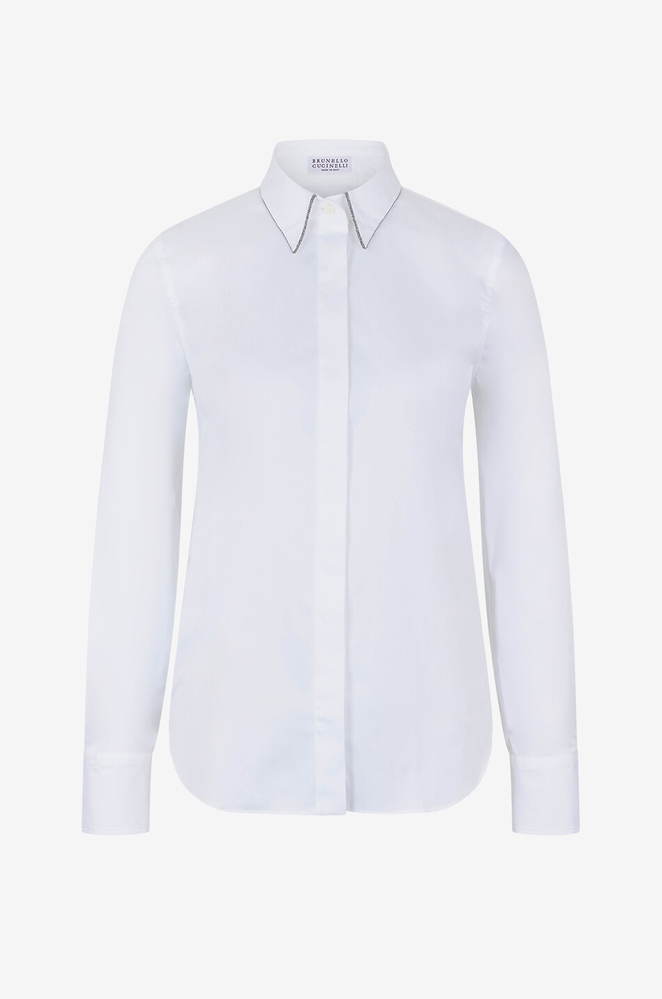 BRUNELLO CUCINELLI Chemise en popeline stretch à col brillant Femme BLANC 1