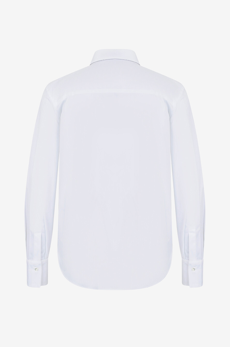 BRUNELLO CUCINELLI Chemise en popeline stretch à col brillant Femme BLANC 2