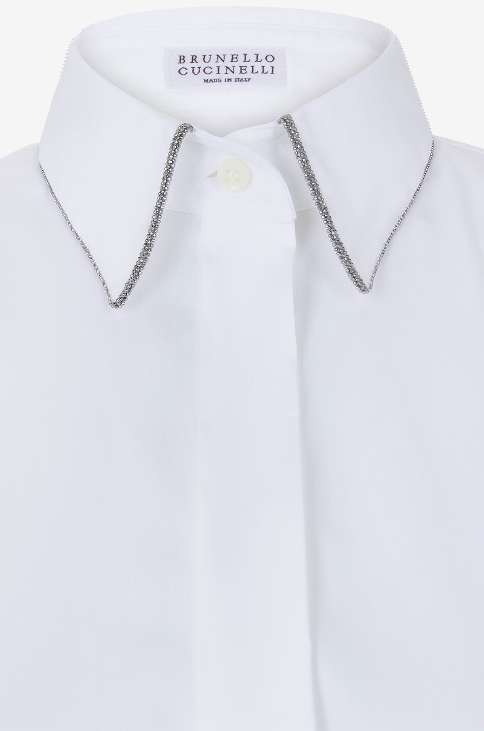 Hemd aus Stretch-Popeline mit glitzerndem Kragen