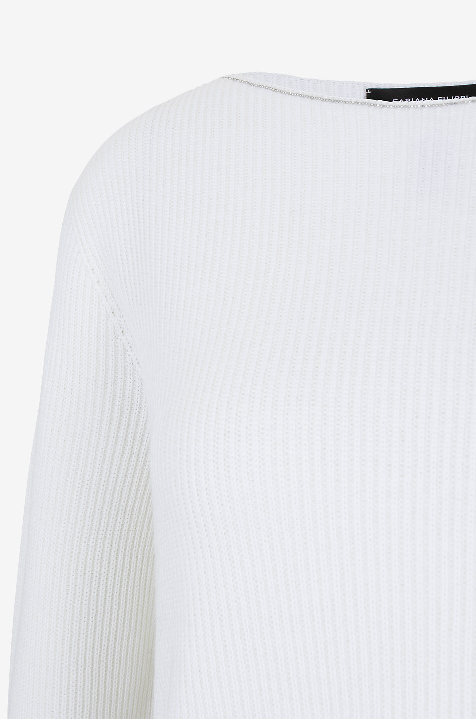 FABIANA FILIPPI Filo Diamanté ribbed boat neck wool and cotton jumper Women BEIGE 3