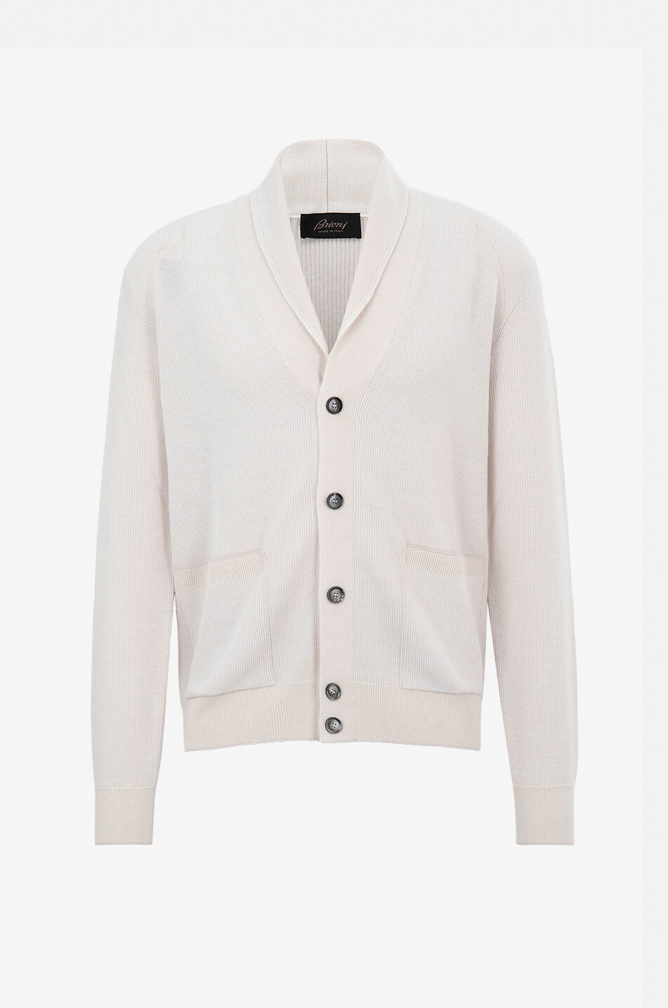 BRIONI Cardigan en cachemire et laine à col châle Homme BLANC CASSE 1