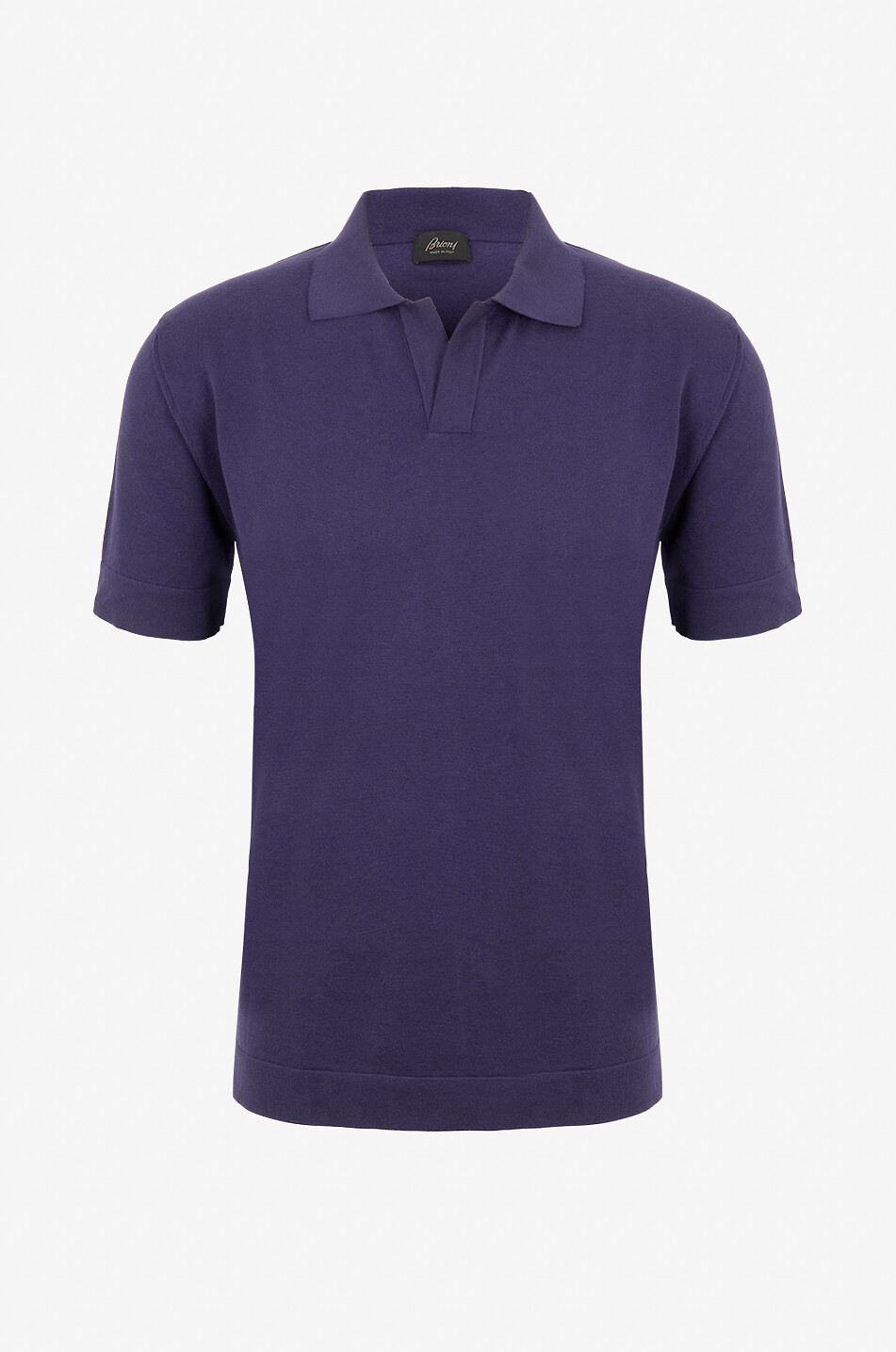 BRIONI Polo à manches courtes en coton et soie Homme BLEU FONCE 1