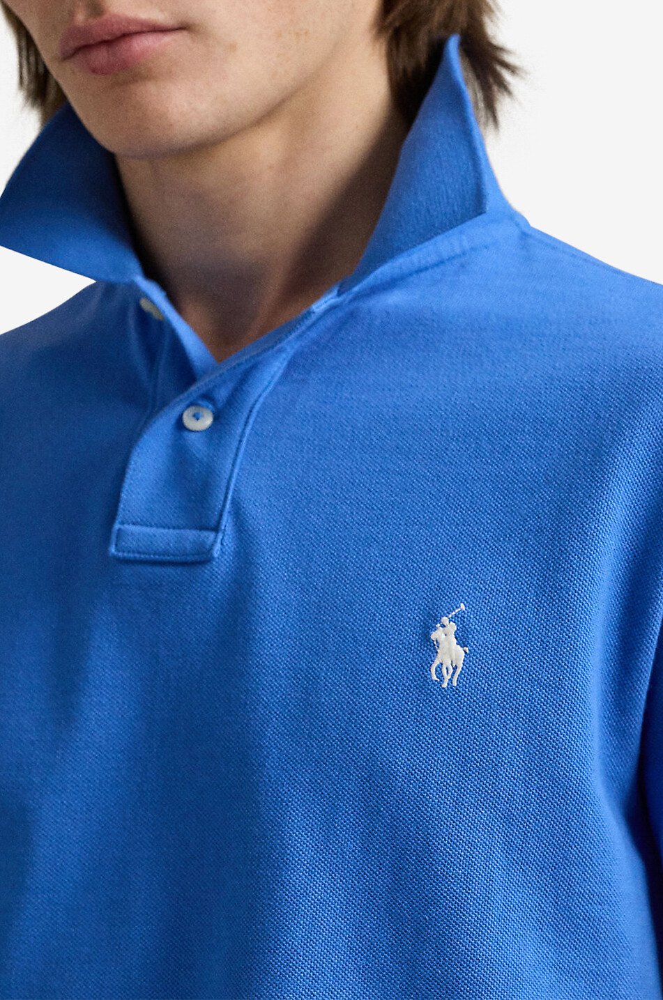 POLO RALPH LAUREN Custom Slim Fit Pony embroidered piqué cotton polo shirt Men BLUE 5