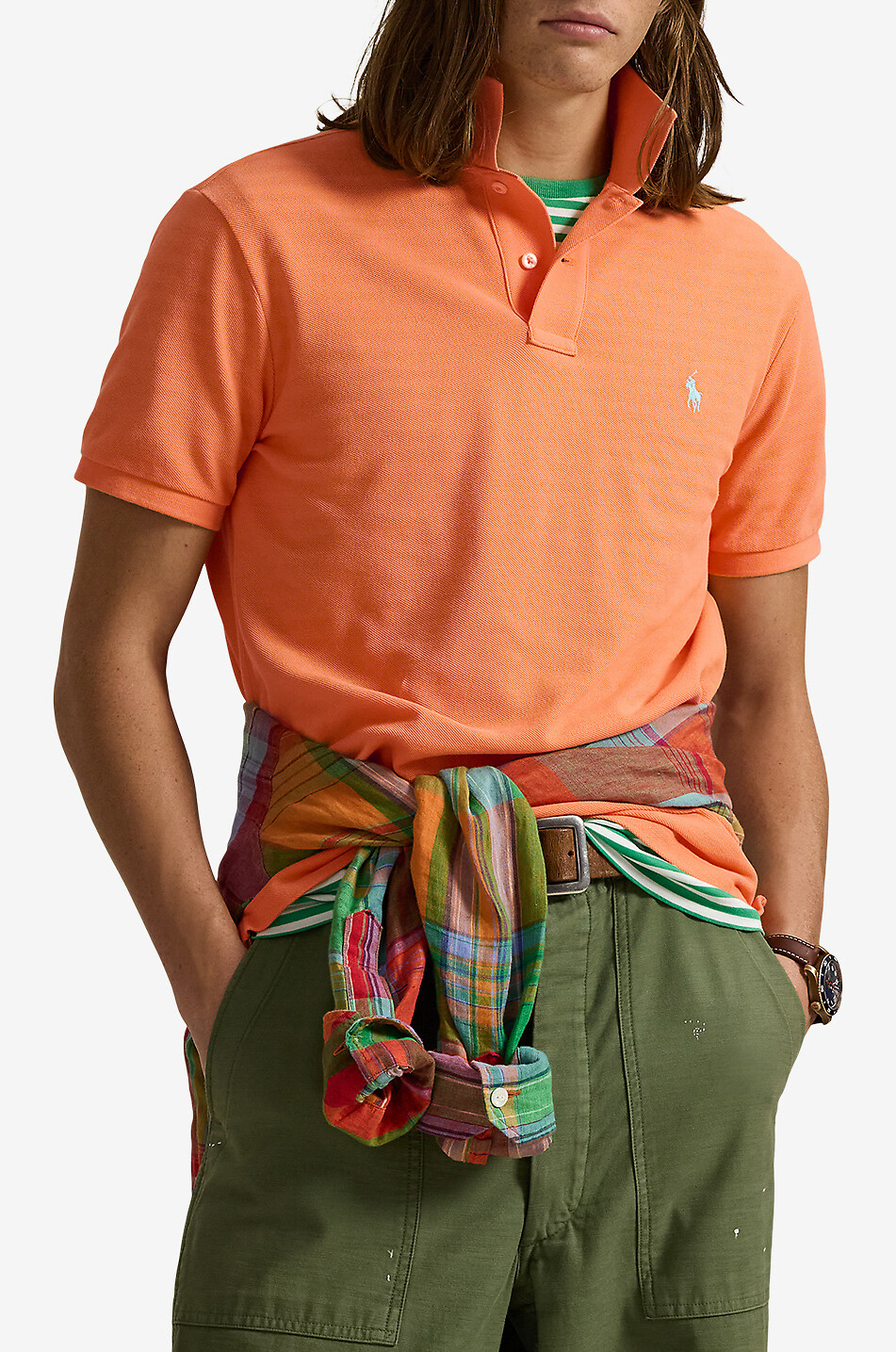 POLO RALPH LAUREN Polo en coton piqué brodé Pony Custom Slim Fit Homme ORANGE FONCÉ 4