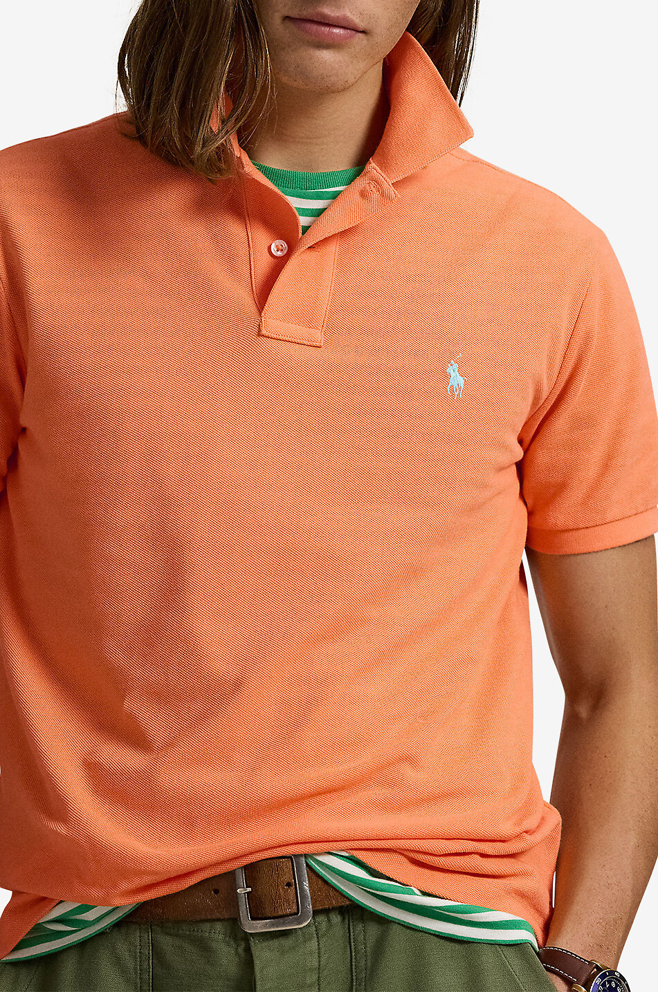 POLO RALPH LAUREN Polo en coton piqué brodé Pony Custom Slim Fit Homme ORANGE FONCÉ 3