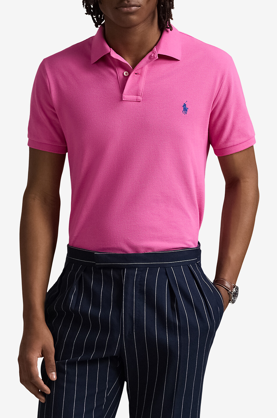 POLO RALPH LAUREN Custom Slim Fit Pony embroidered piqué cotton polo shirt Men DARK PINK 4