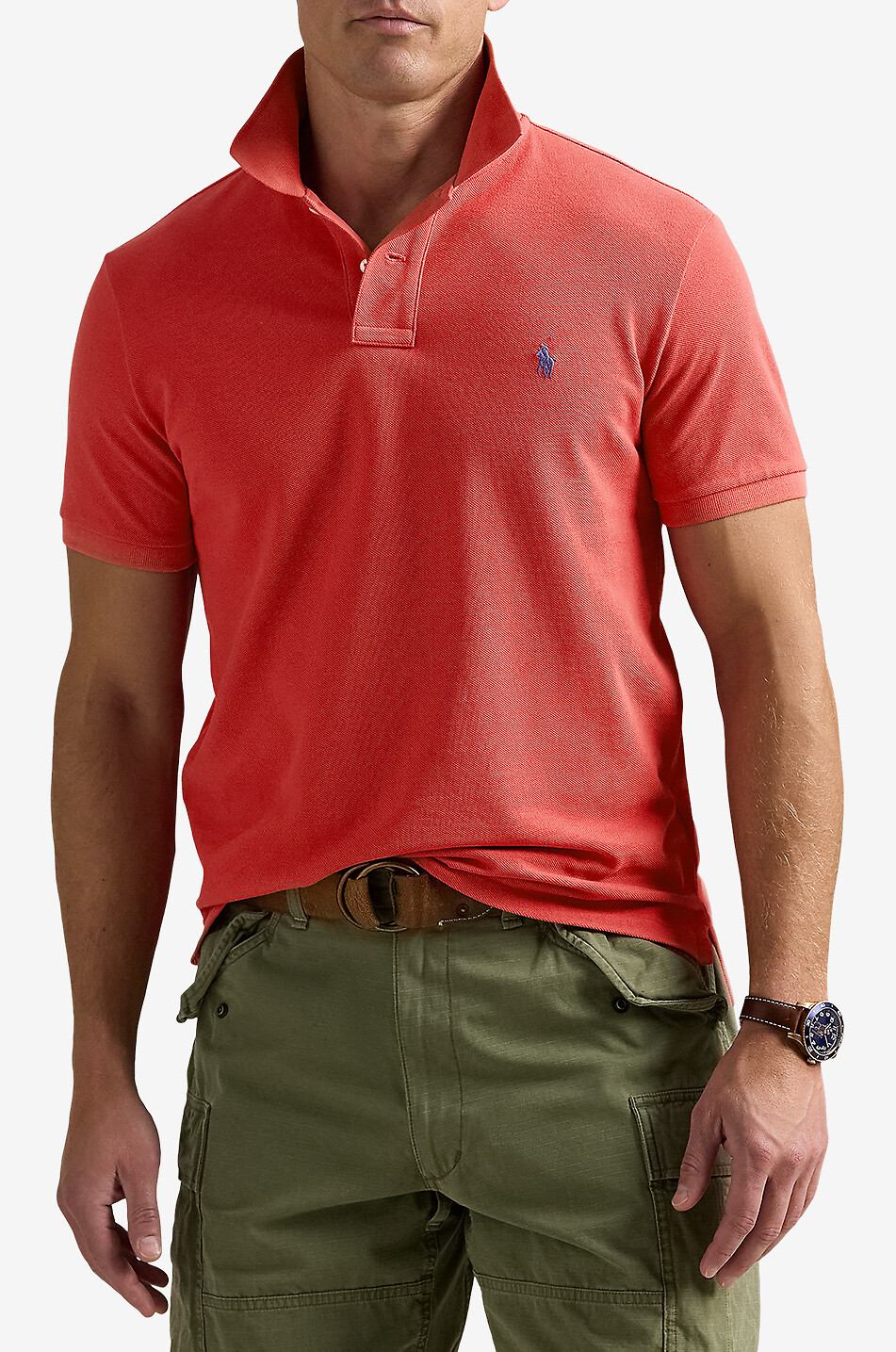POLO RALPH LAUREN Custom Slim Fit Pony embroidered piqué cotton polo shirt Men MEDIUM RED 2