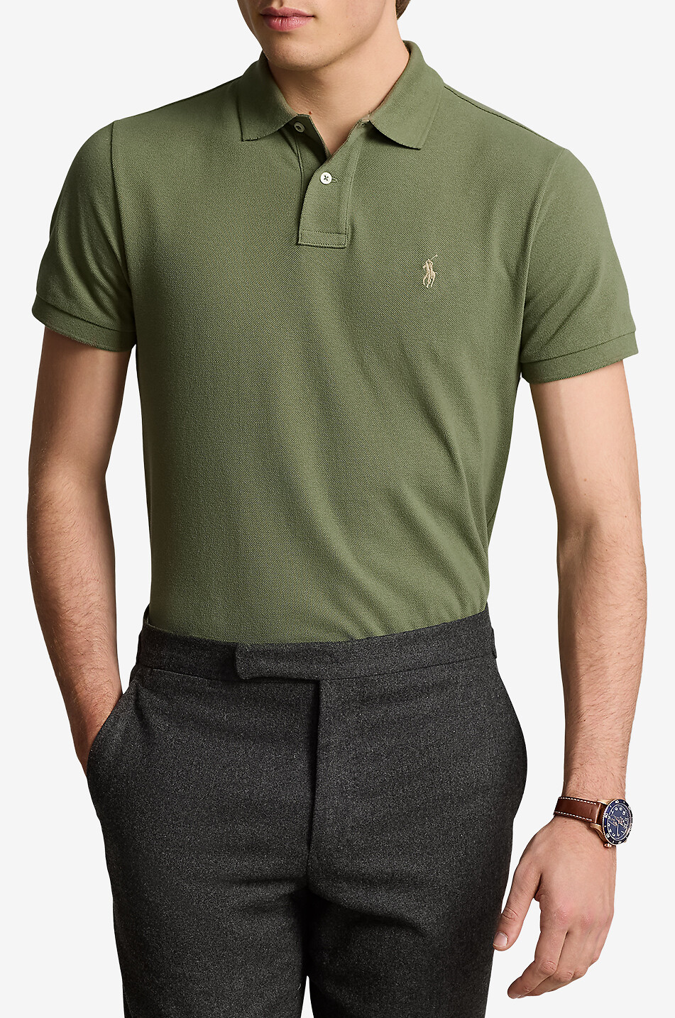 POLO RALPH LAUREN Polohemd aus Baumwollpiqué mit Pony-Stickerei Custom Slim Fit Herren GRÜN 2