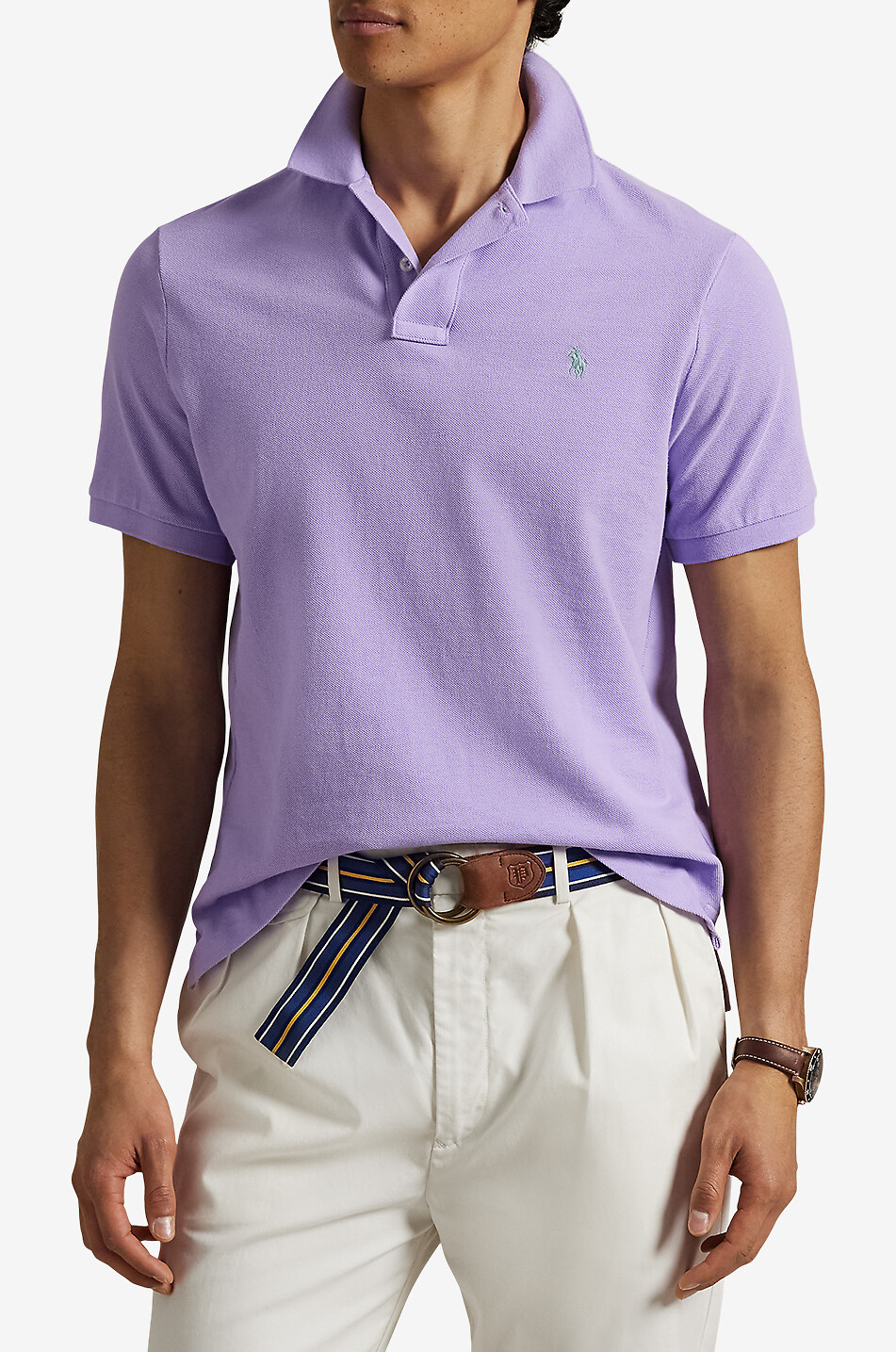Polohemd aus Baumwollpiqué mit Pony-Stickerei Custom Slim Fit