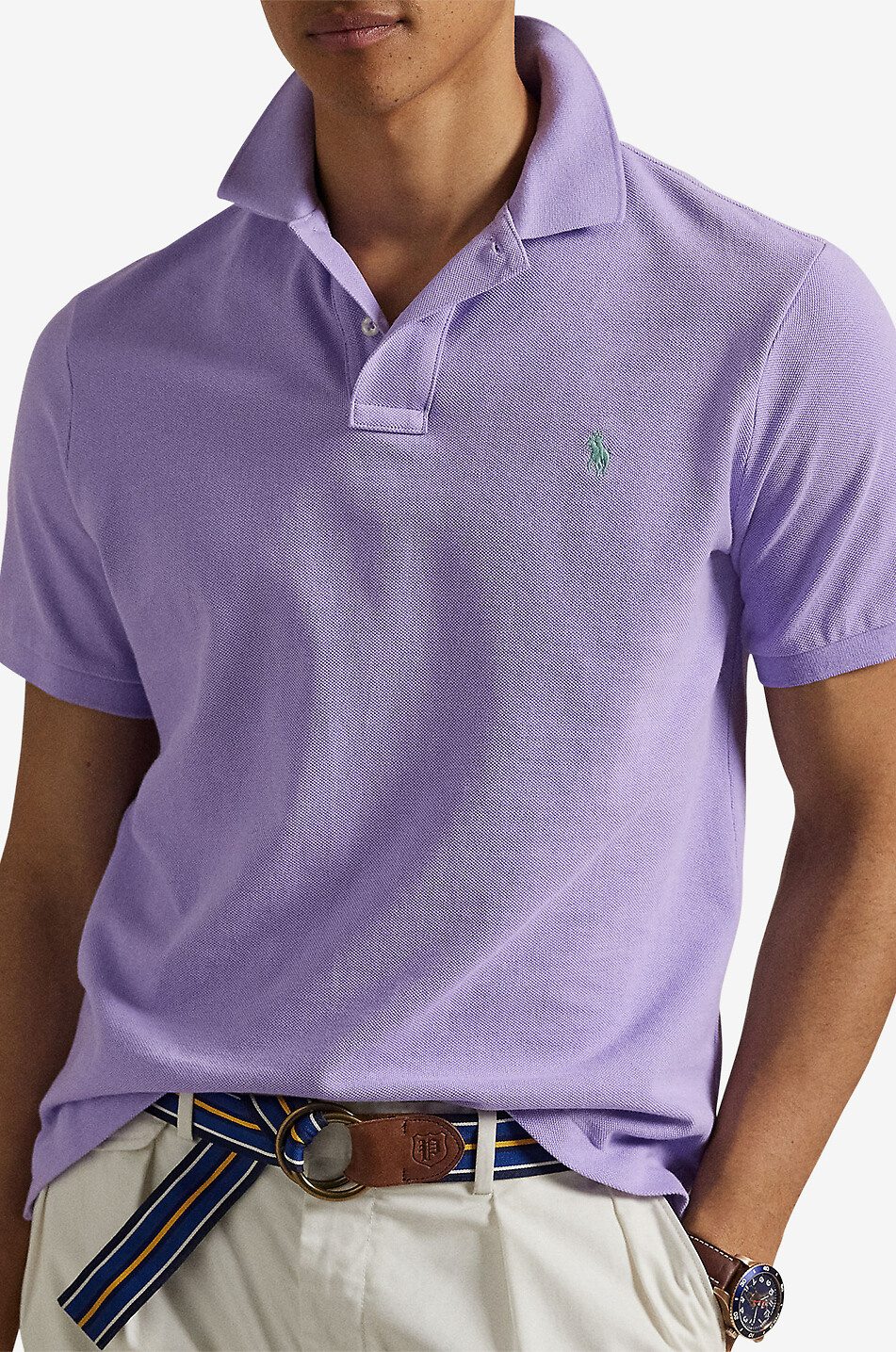 Polohemd aus Baumwollpiqué mit Pony-Stickerei Custom Slim Fit