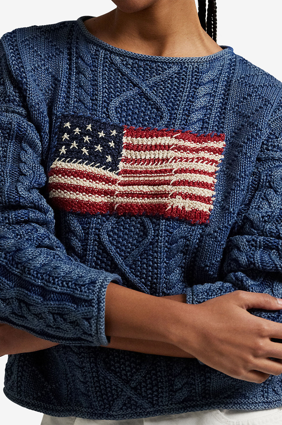 POLO RALPH LAUREN Aran Flag cotton cable-knit jumper Women DARK BLUE 5