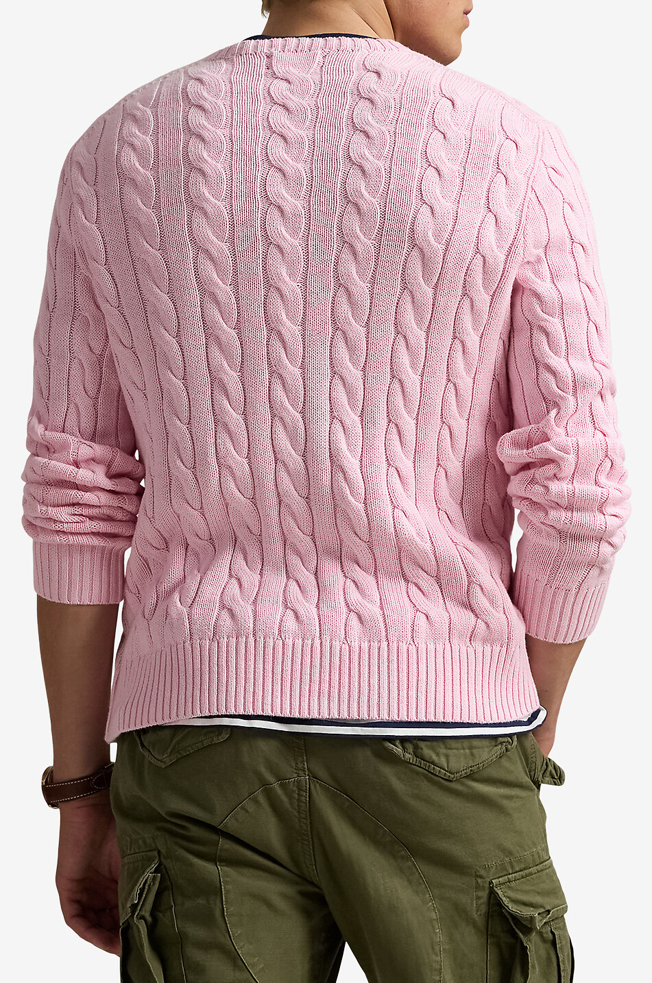 POLO RALPH LAUREN Pull torsadé en coton brodé Pony Homme ROSE 3