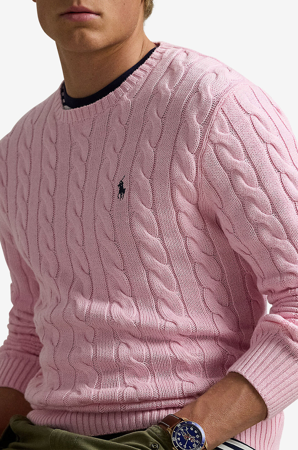 POLO RALPH LAUREN Pull torsadé en coton brodé Pony Homme ROSE 5