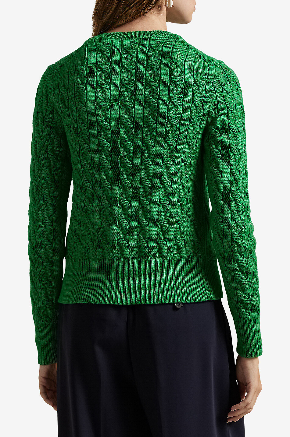 POLO RALPH LAUREN Cardigan torsadé à col rond en coton Pony Femme VERT 3
