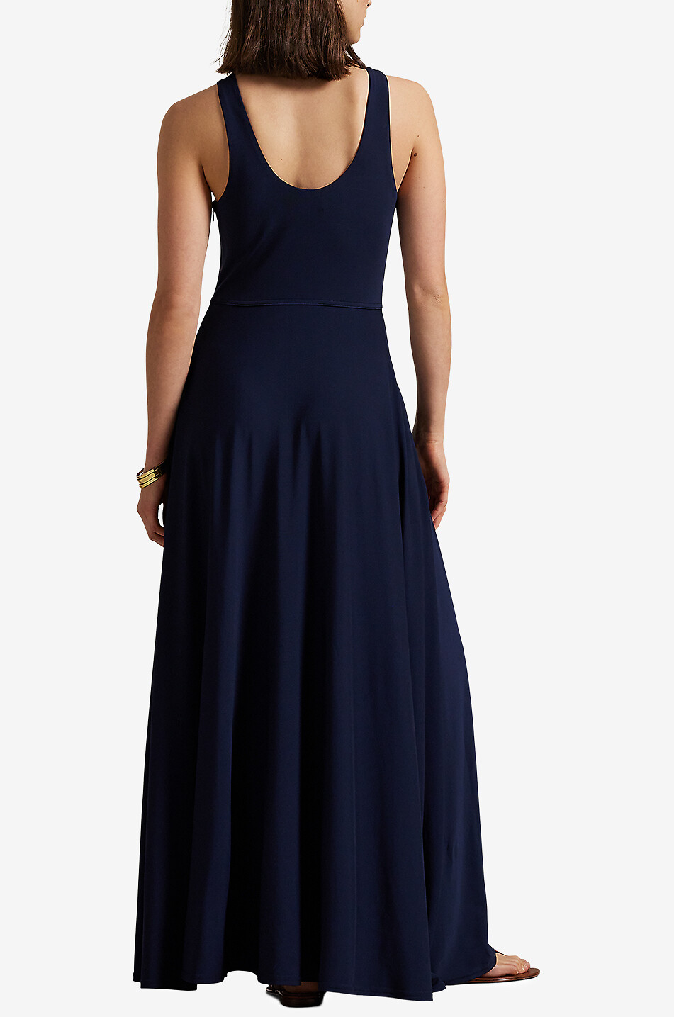 POLO RALPH LAUREN Long flared jersey tank dress Women DARK BLUE 3
