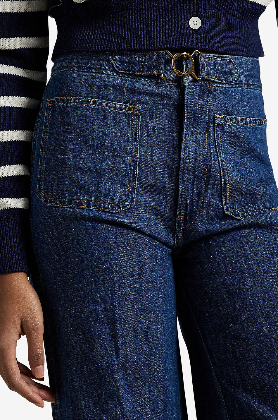 POLO RALPH LAUREN Ausgestellte Jeans mit hoher Taille und Zierschnalle Damen BLAU 5