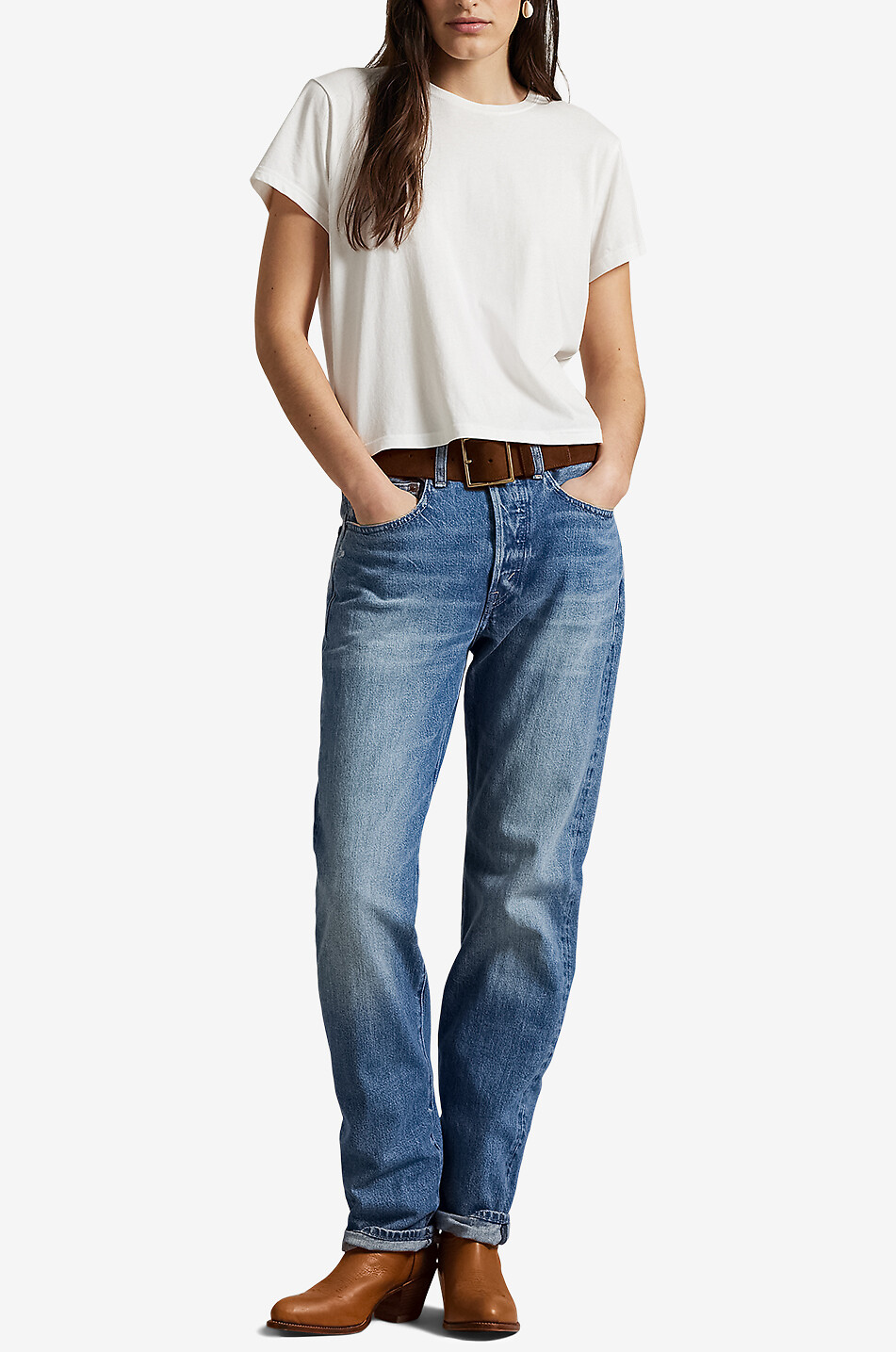 Jean vieilli décontracté taille haute Lebec Wash