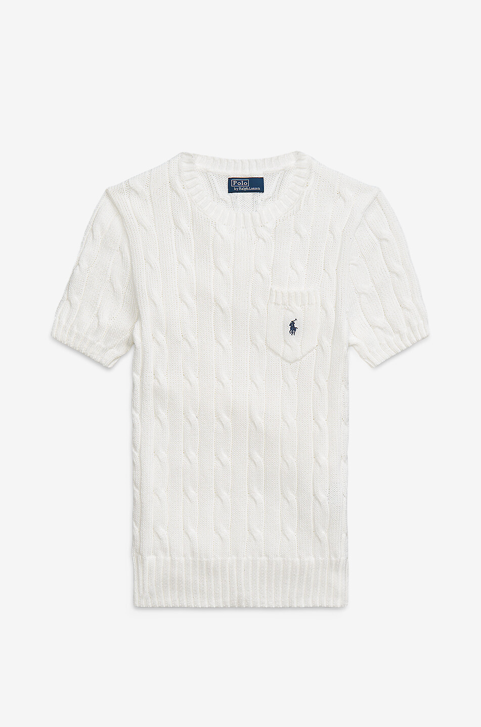 POLO RALPH LAUREN Pull torsadé à col rond et manches courtes Pony Femme BLANC 1