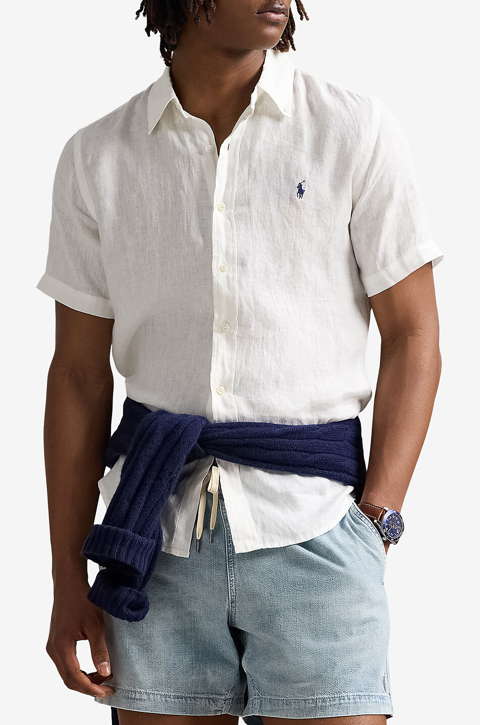 POLO RALPH LAUREN Kurzarm-Leinenhemd Custom Fit Herren WEISS 2