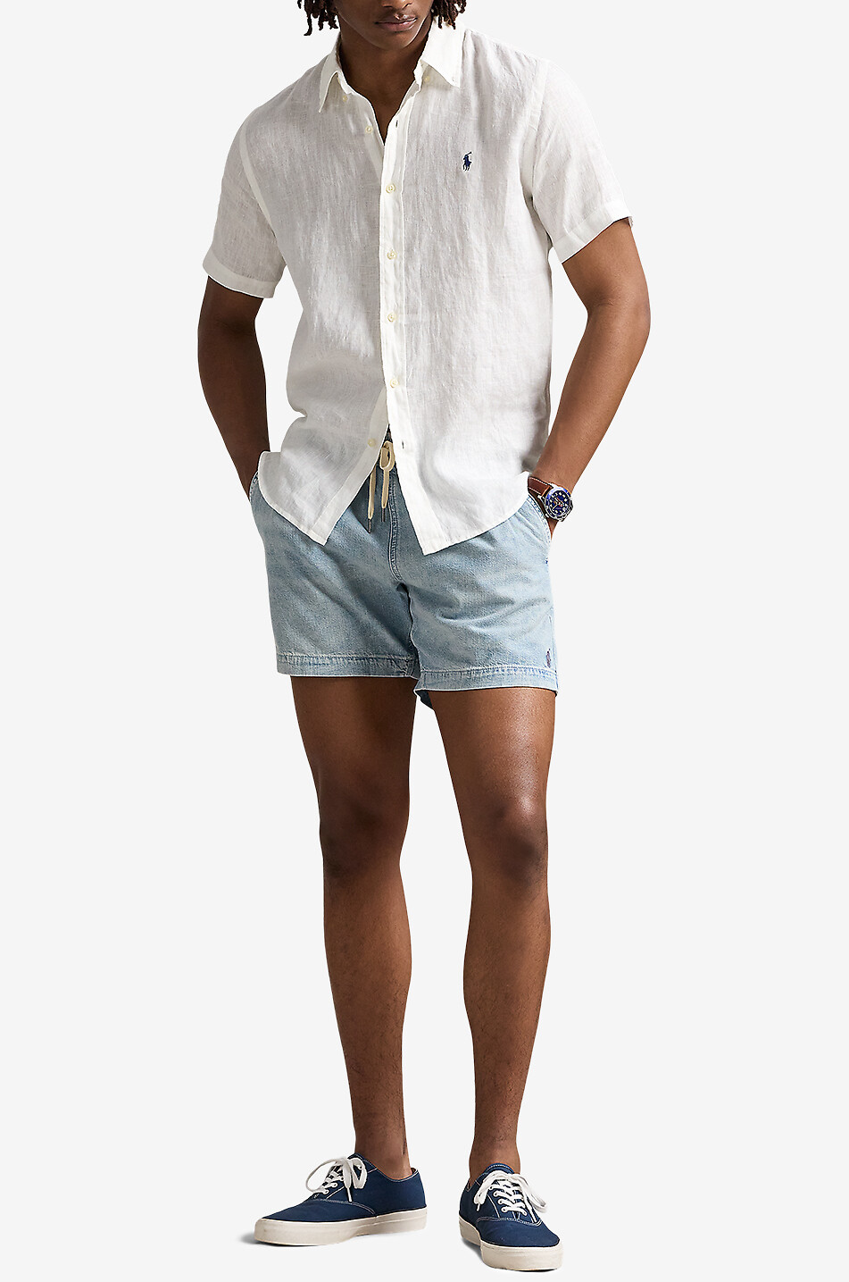 POLO RALPH LAUREN Kurzarm-Leinenhemd Custom Fit Herren WEISS 4