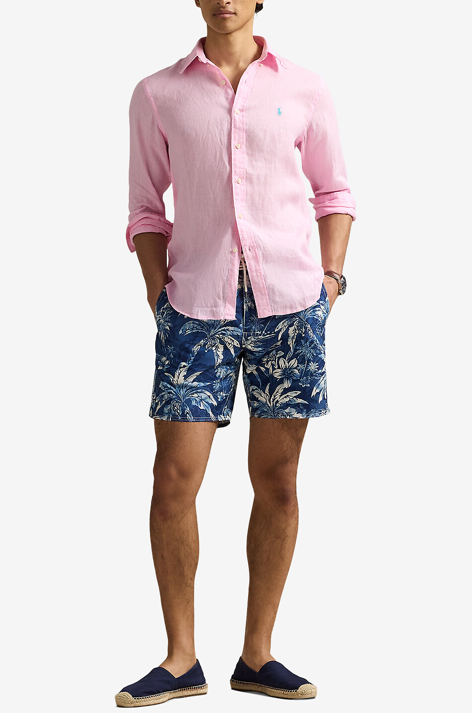 POLO RALPH LAUREN Langarm-Hemd aus Leinen Pony Custom Fit Herren ROSA 4