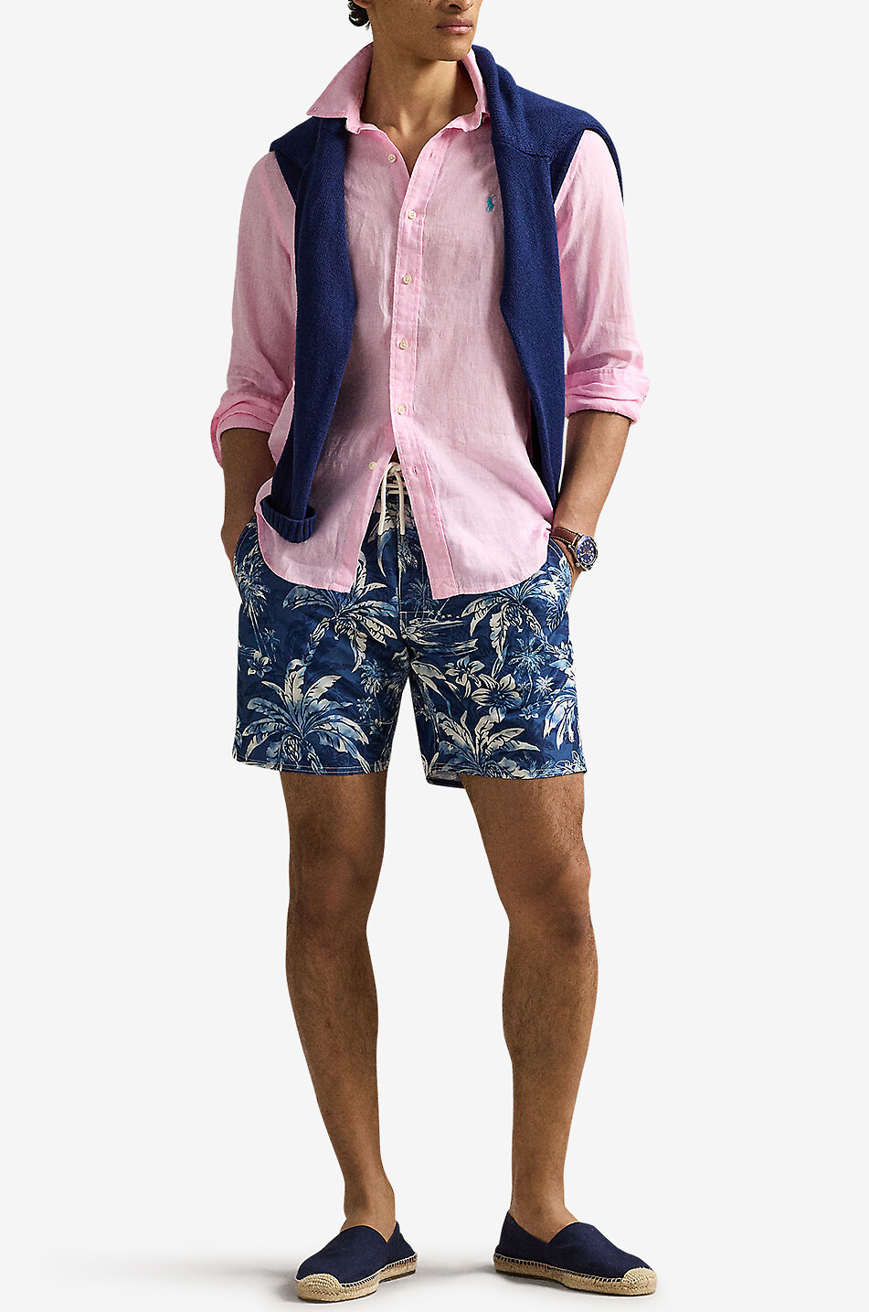 POLO RALPH LAUREN Langarm-Hemd aus Leinen Pony Custom Fit Herren ROSA 5