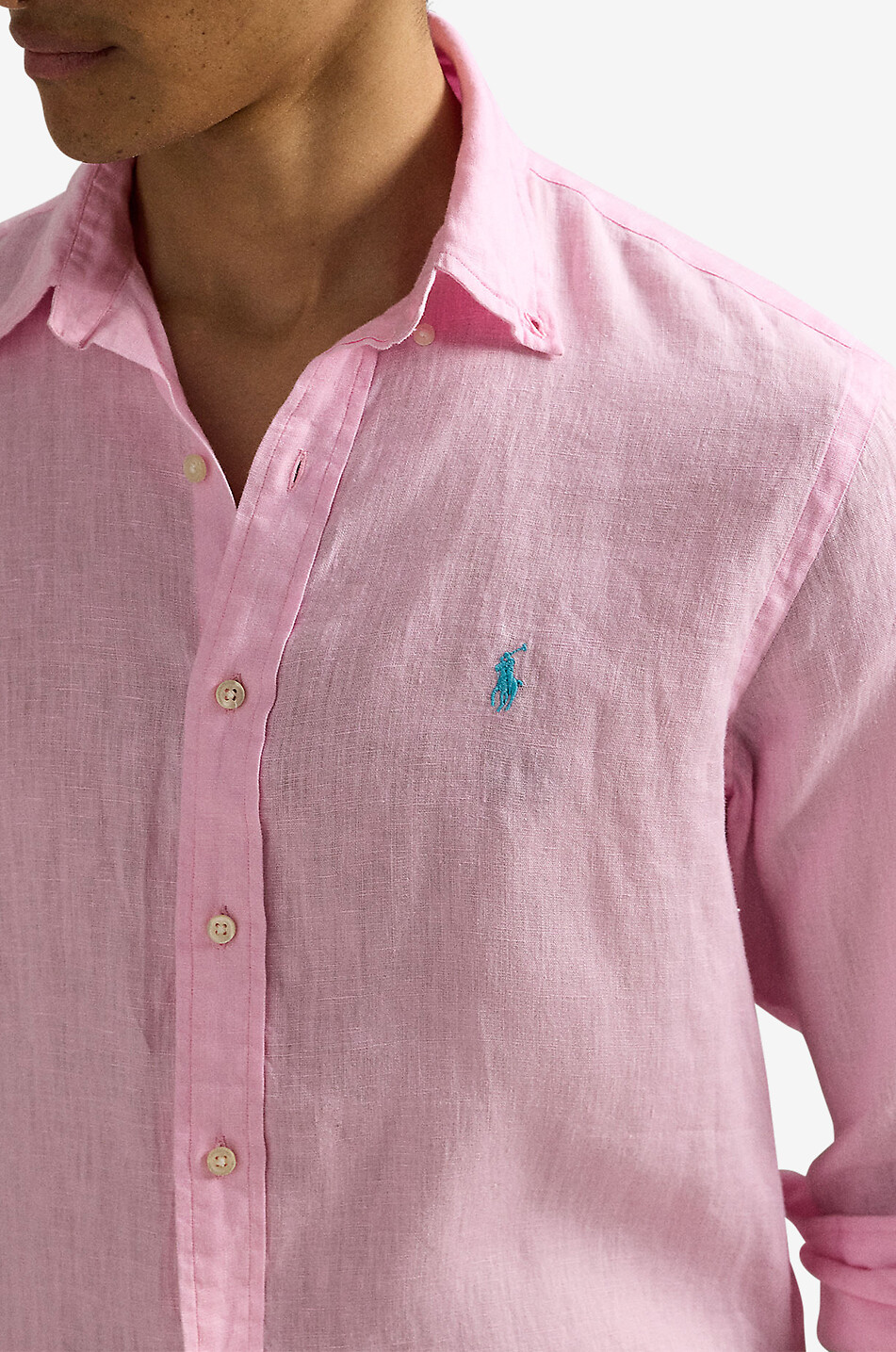 POLO RALPH LAUREN Langarm-Hemd aus Leinen Pony Custom Fit Herren ROSA 6