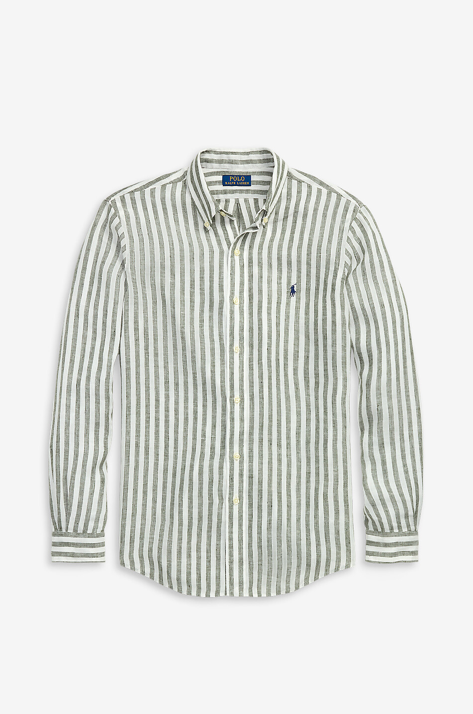 POLO RALPH LAUREN Custom fit striped long-sleeved linen shirt Men KHAKI 1
