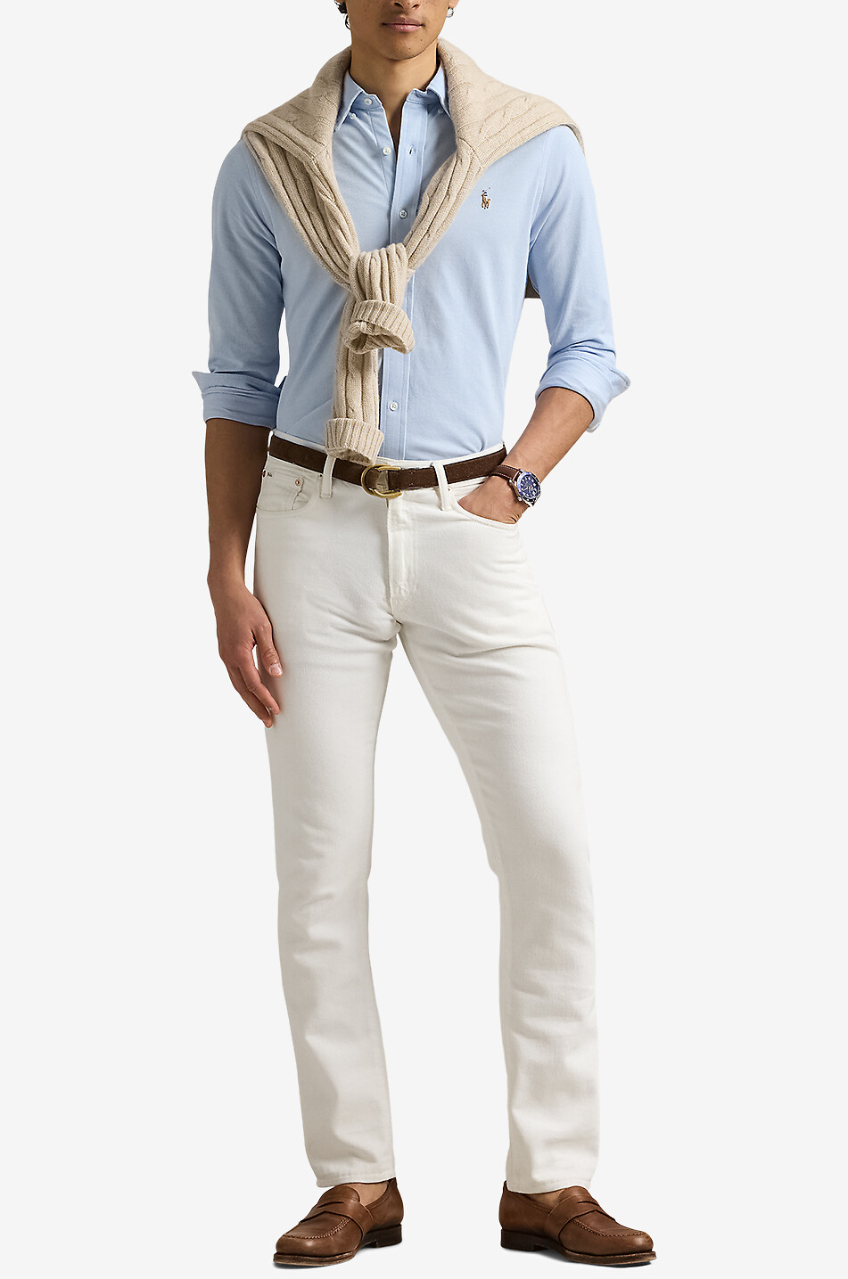 POLO RALPH LAUREN Pony cotton piqué oxford shirt Men BLUE 4