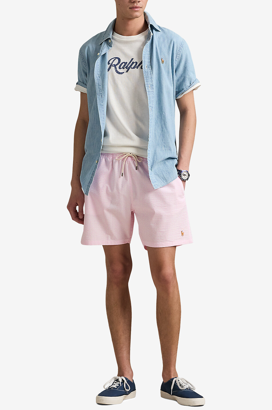 POLO RALPH LAUREN Traveller seersucker swimshorts Men PINK 4