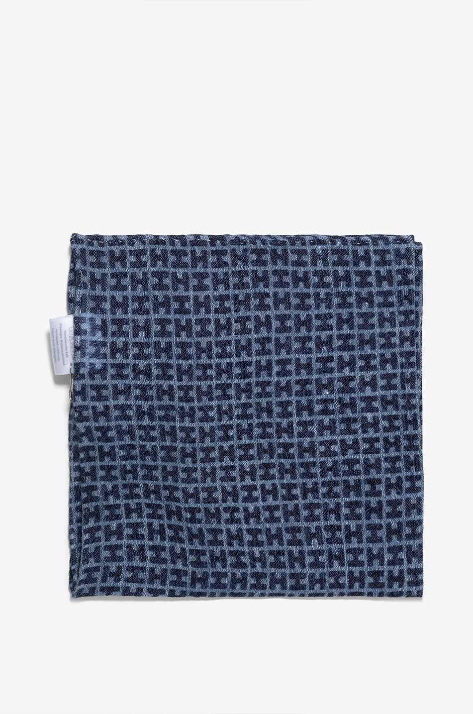HEMISPHERE Rade wool and linen pocket square Men MEDIUM BLUE 1