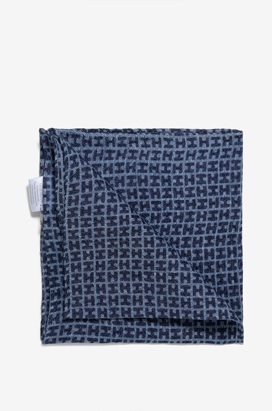 HEMISPHERE Rade wool and linen pocket square Men MEDIUM BLUE 2