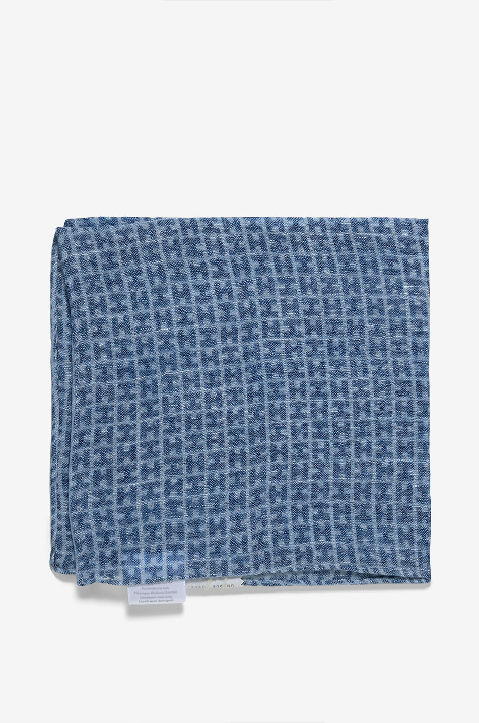 HEMISPHERE Rade wool and linen pocket square Men MEDIUM BLUE 1