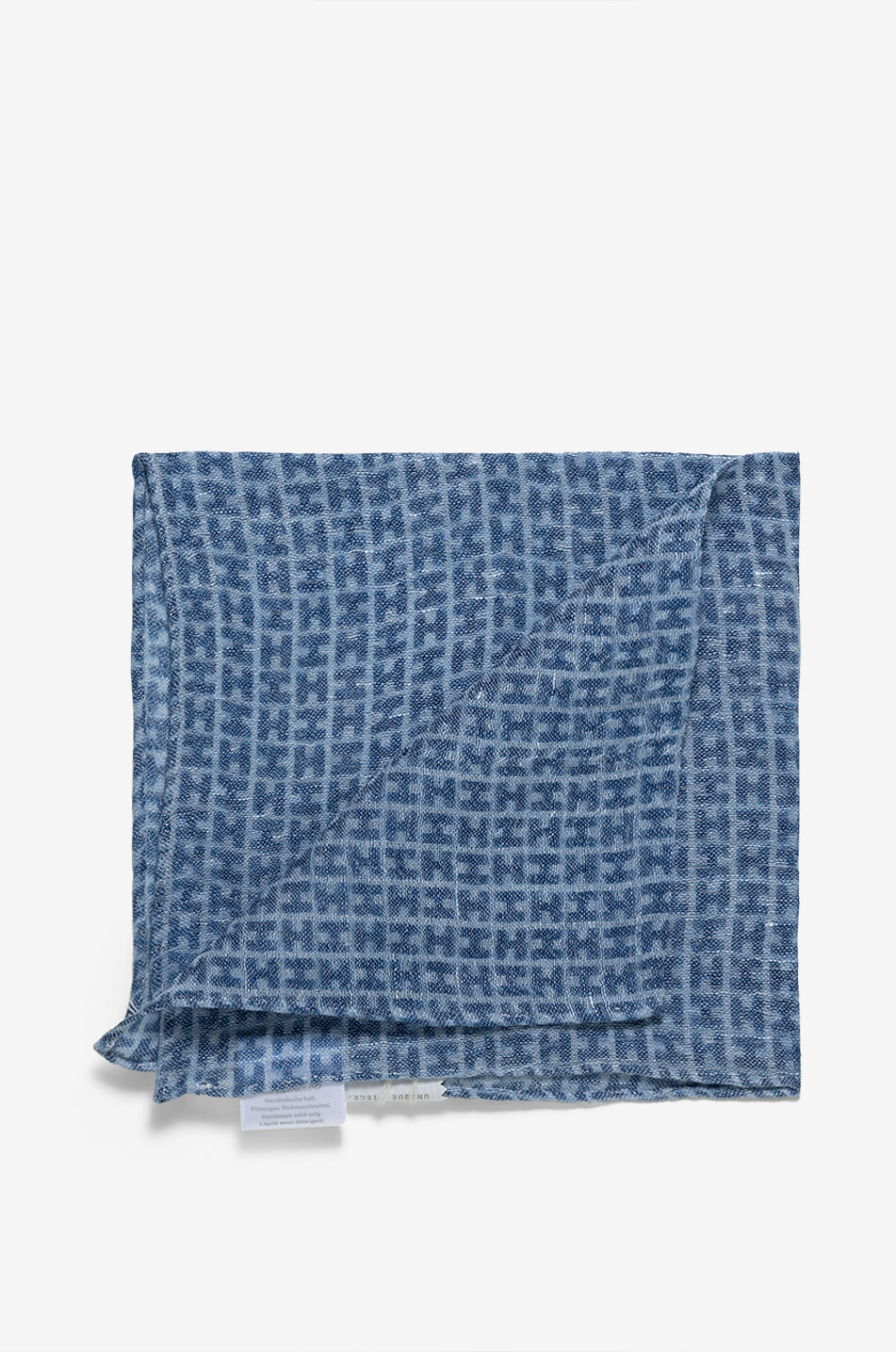 HEMISPHERE Rade wool and linen pocket square Men MEDIUM BLUE 2