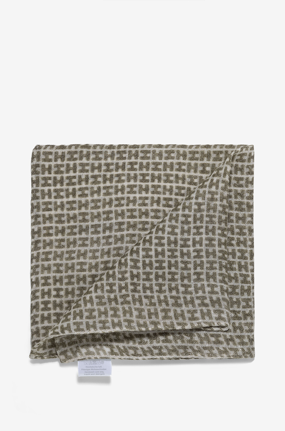 HEMISPHERE Rade wool and linen pocket square Men MEDIUM GREEN 2
