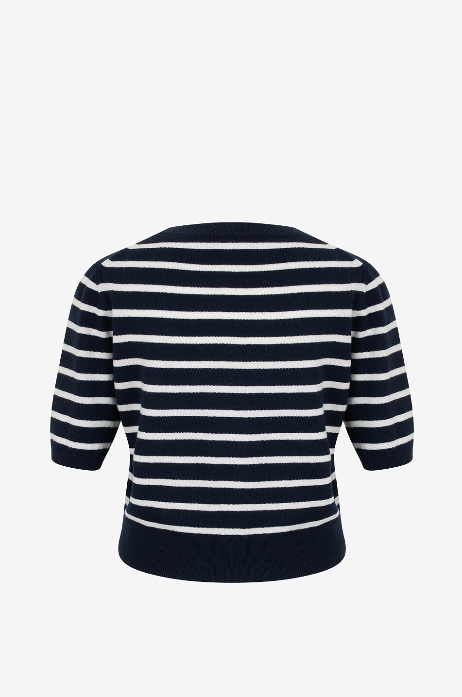 VERONICA BEARD Pull marinière en cachemire à manches courtes Shana Femme BLEU FONCE 2