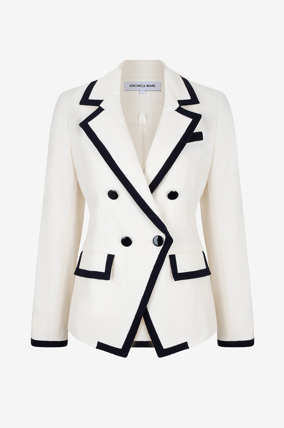Edison bicolour double-breasted cinched blazer