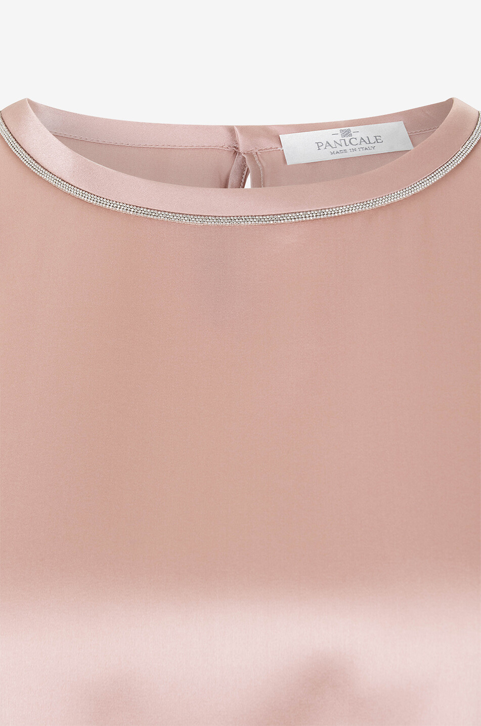 PANICALE Top en satin de soie à manches courtes brodé perles Femme ROSE MOYEN 3