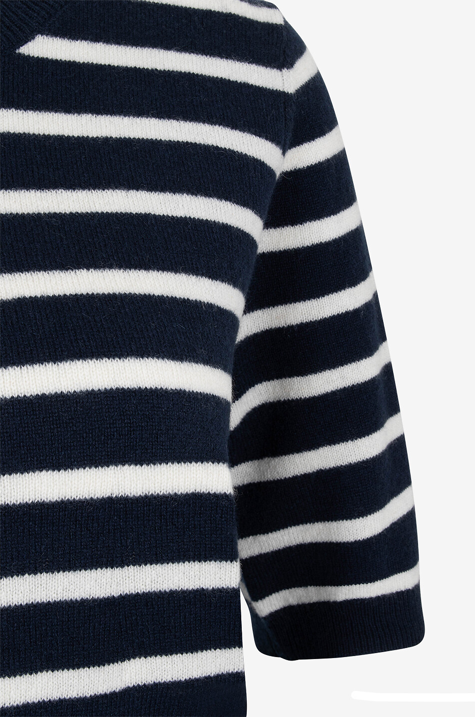 VERONICA BEARD Pull marinière en cachemire à manches courtes Shana Femme BLEU FONCE 8