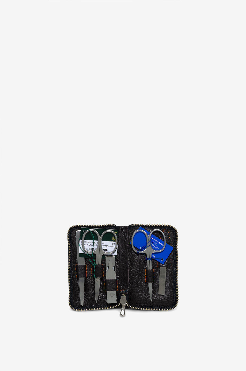 F. HAMMANN Mini kit de manucure dans un étui en cuir grainé Homme MARRON FONCÉ 3
