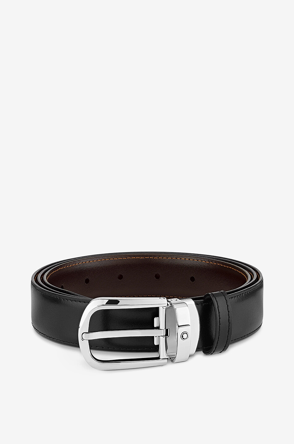 MONTBLANC Reversible belt in black and brown smooth leather Men BLACK 1