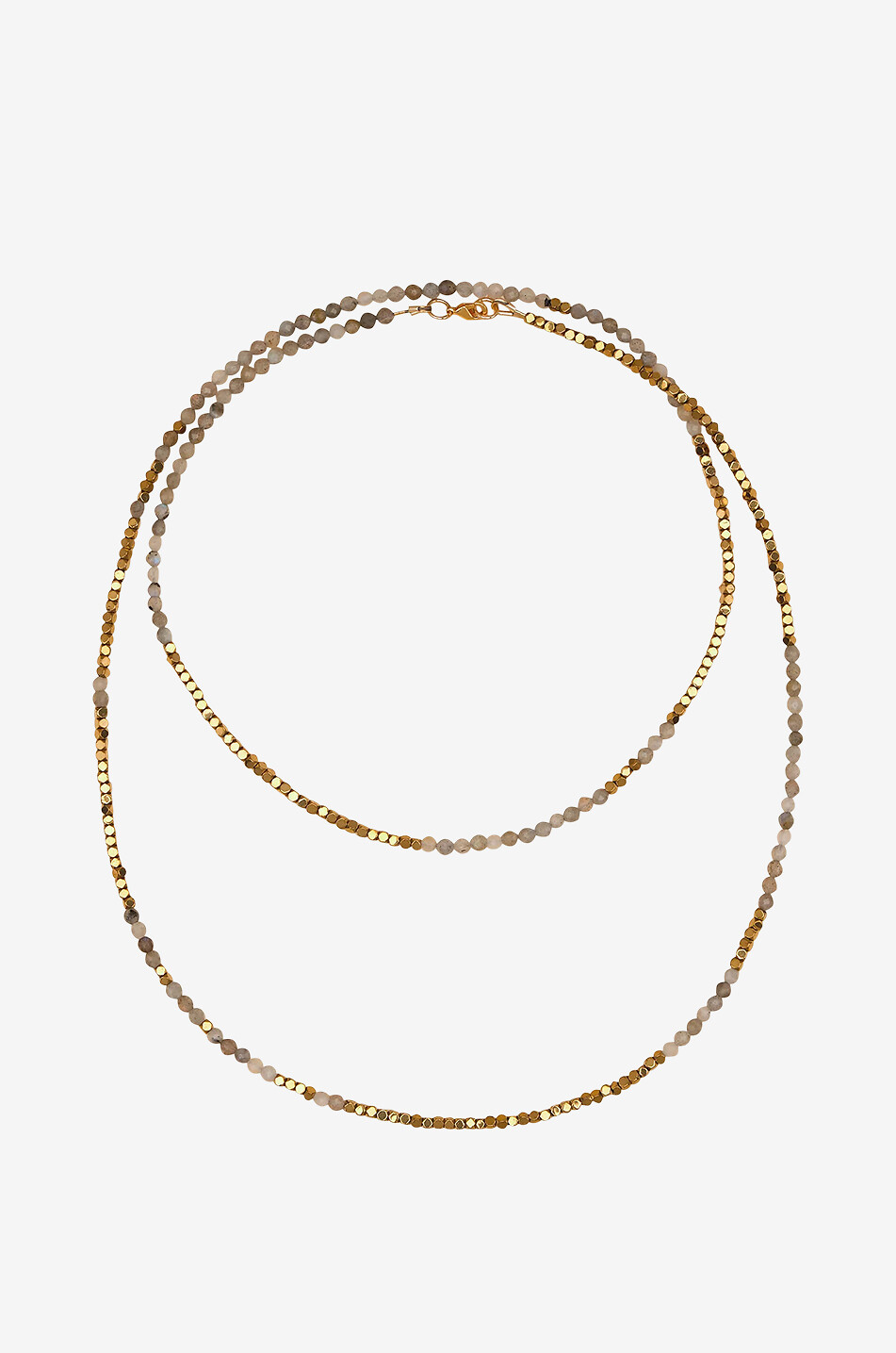 Lange Halskette aus facettierten Halbedelsteinen Pépite