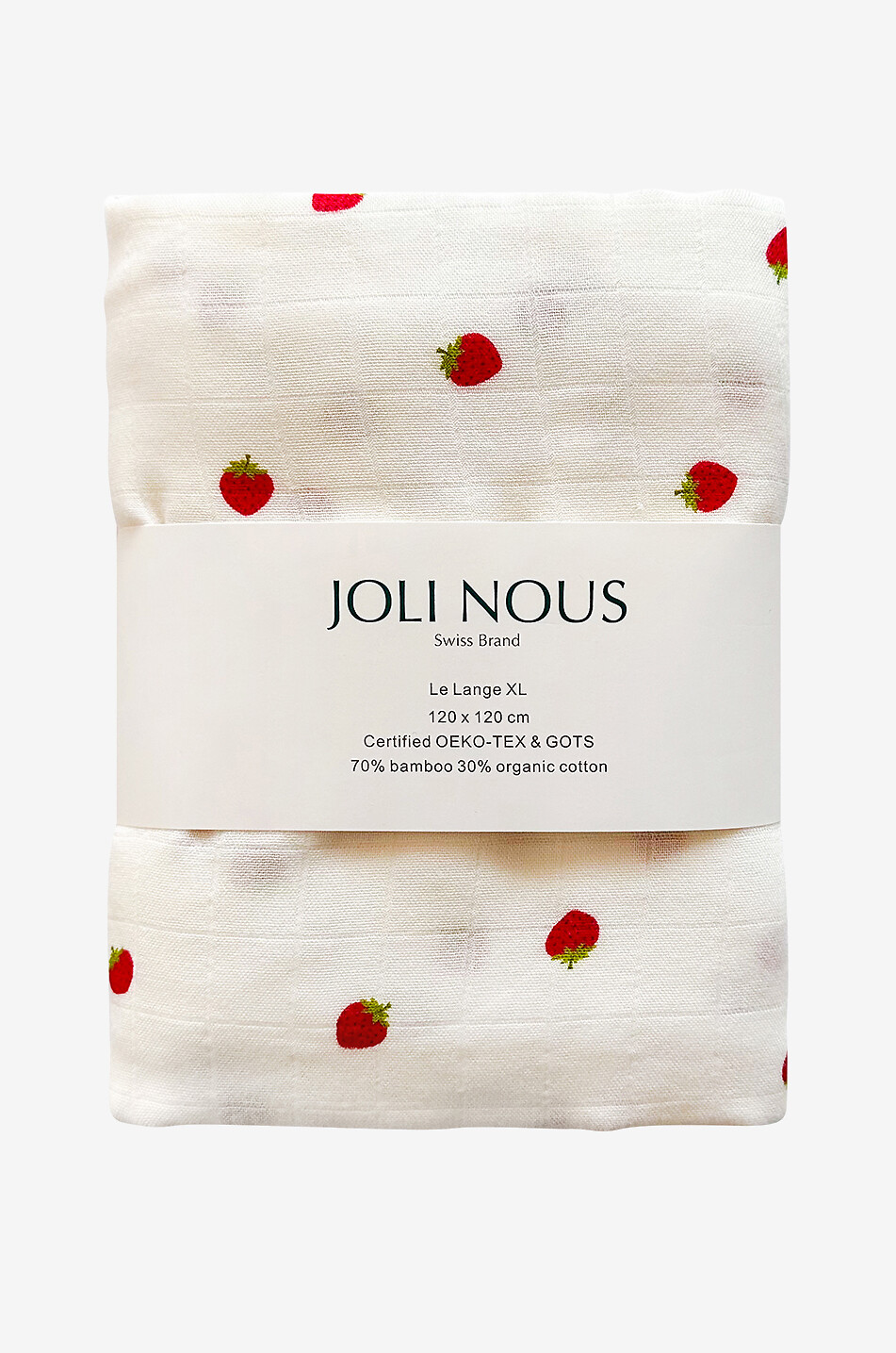 JOLI NOUS Babytuch Le Lange XL Fraise Baby WEISS 1