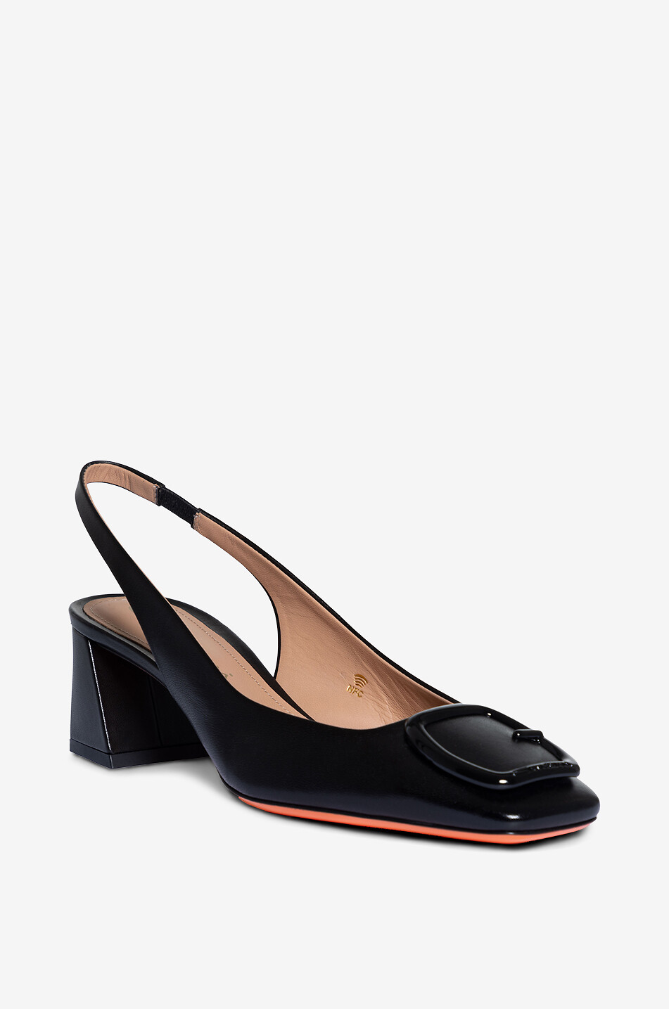 50 buckle detail smooth leather slingback pumps