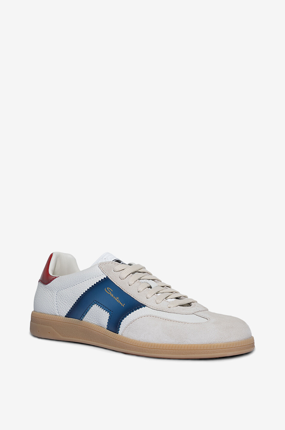 SANTONI DBS Oly leather low-top sneakers Men DARK BLUE 1