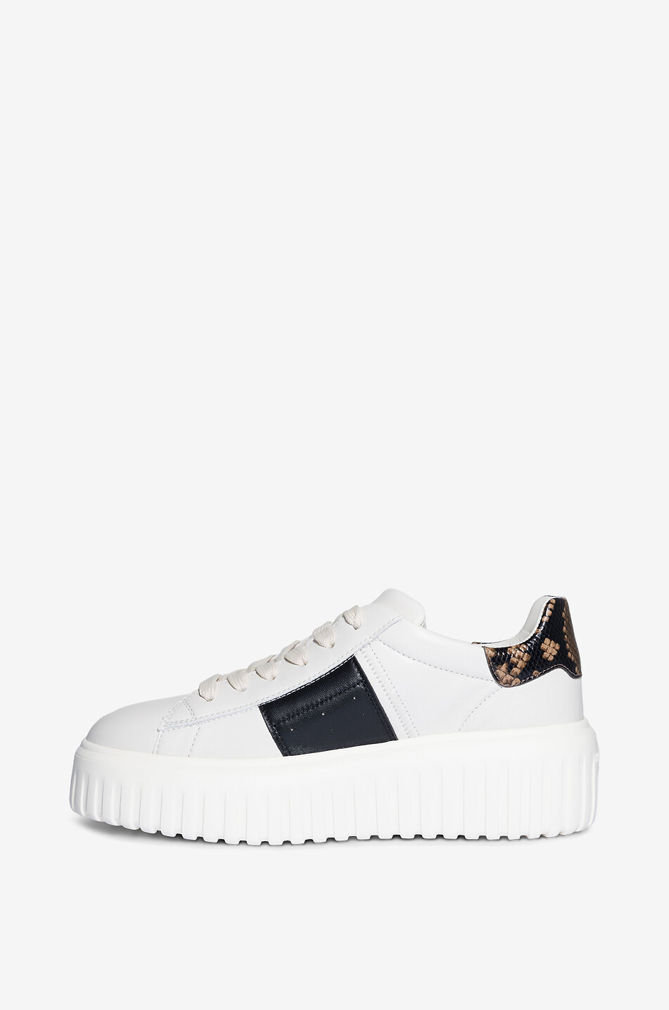 HOGAN Baskets à plateau en cuir nappa détail effet python Hogan H-Stripes Femme NOIR 3